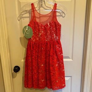 Women's Red Lace Mini Dress